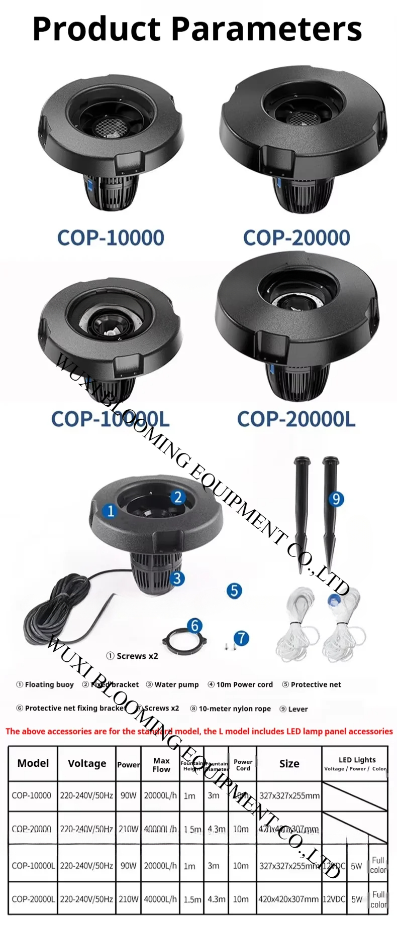 COP-20000  40000L/h  LED Float - Fish Pond Aerator 评论和价格