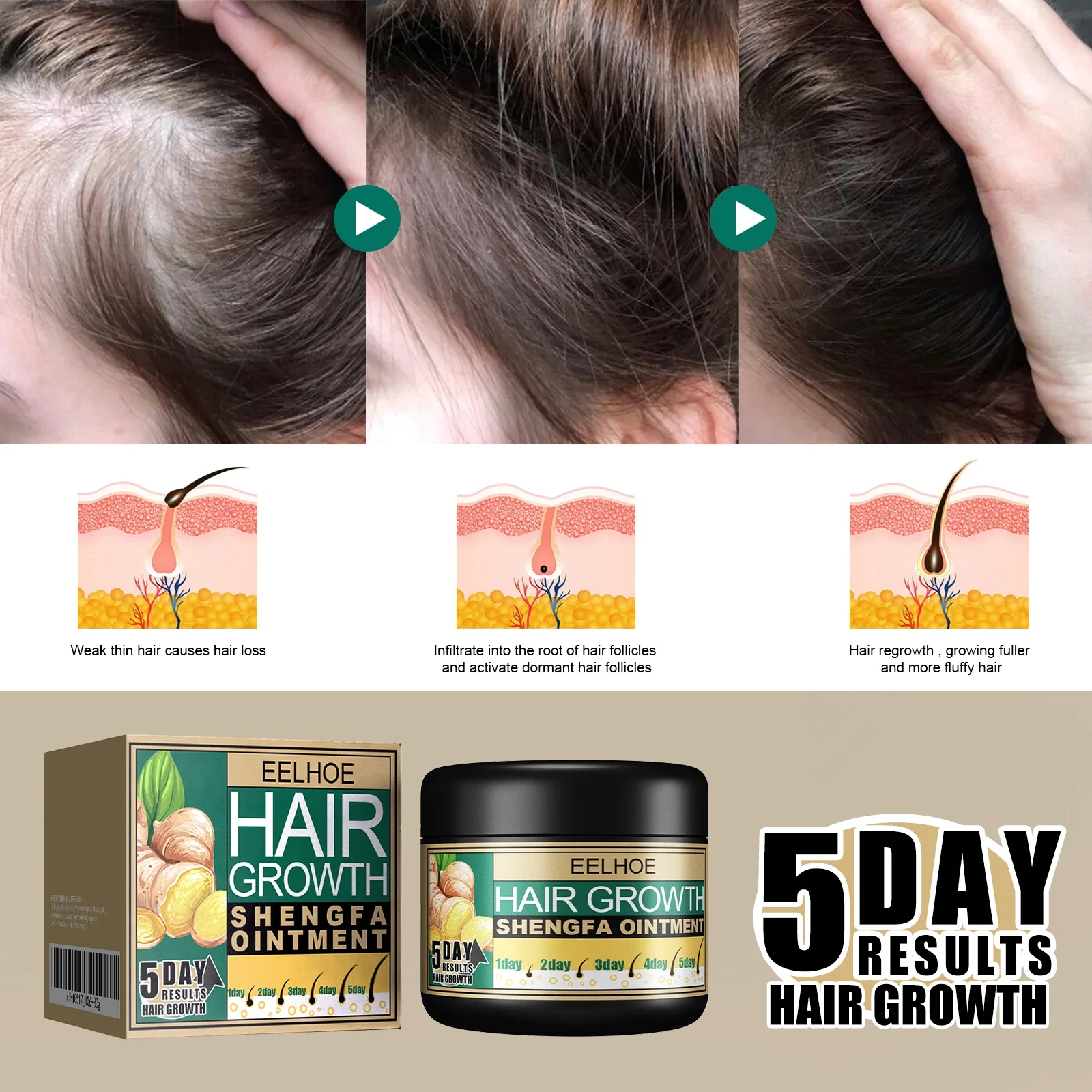 EELHOE Ginger Dense Hair Cream - Plant Growth Regulator 评论和价格